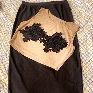 2pc Bloom Crop top & Pencil Skirt